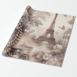 Romantische Franse Lavendel, Eifel & Parels Decoup Cadeaupapier
