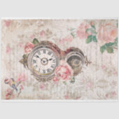 Romantische Franse Rozen, Clock & Filigree ontkopp Tissuepapier (Voorkant)
