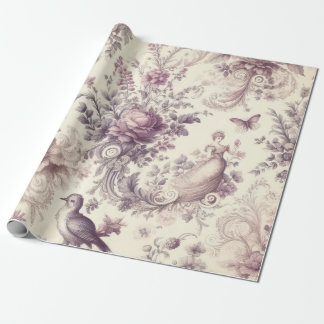 Romantische Franse Rozen Vogels Decoupage Cadeaupapier