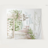 Romantische Franse Tuin Chateau Bruidsfeest  Wandkleed (Voorkant (horizontaal))