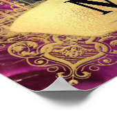 Romantische Fuchsia Dragon en Rozen Fantasy Poster (Hoek)