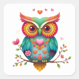 Romantische Fun Owl Stickers