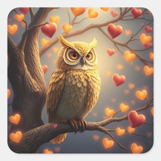 Romantische Fun Owl Stickers (Voorkant)