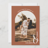 Romantische gebogen foto Terracotta bruiloft Kaart (Voorkant)