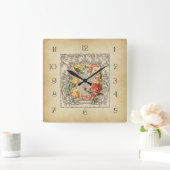 Romantische  geculpte Rozen Vierkante Klok (Huis)