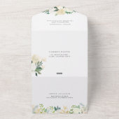 Romantische gedempte bloemenkrans Botanische bruil All In One Uitnodiging (Buitenkant)