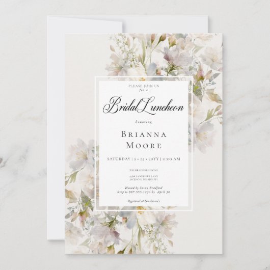 Romantische gedempte witte & roze bloemenbruids lu kaart (Voorkant)