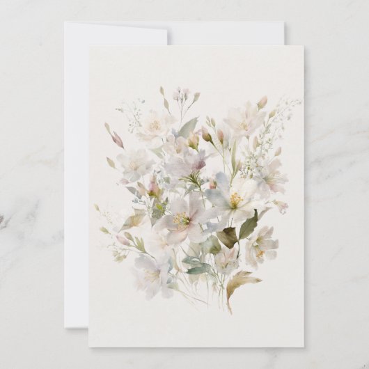 Romantische gedempte witte & roze bloemenbruids lu kaart (Achterkant)