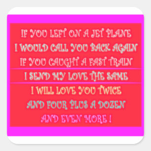 Romantische gedichten kunst voor uw geliefde vierkante sticker