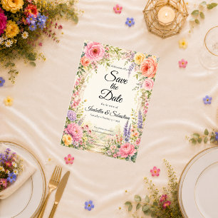 Romantische Geheime Tuin Bloeiende Bruiloft Save The Date