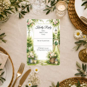 Romantische Geheime Tuin Elegante Trouwdag RSVP Kaartje