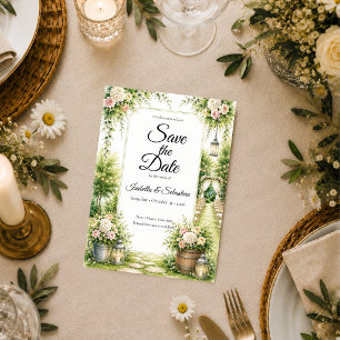 Romantische Geheime Tuin Elegante Trouwdag Save The Date