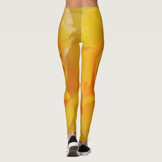 Romantische gele rozendruppels leggings (Achterkant)