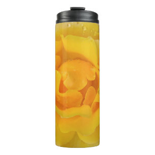 Romantische gele rozendruppels thermosbeker