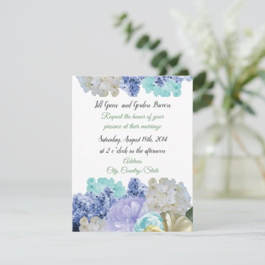 Romantische gemengde bloemen bruiloft uitnodiging (Staand voorkant)