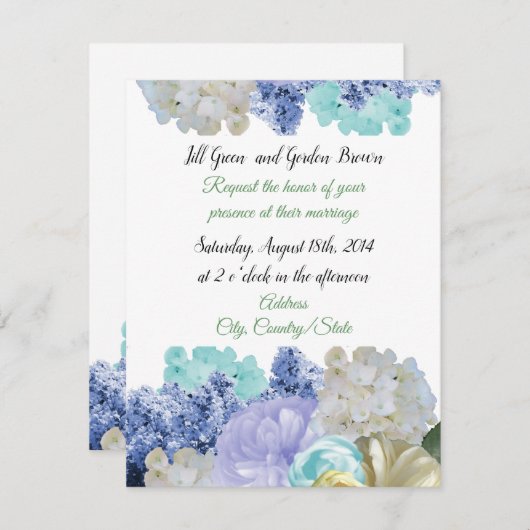 Romantische gemengde bloemen bruiloft uitnodiging (Voorkant / Achterkant)