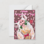 Romantische Gentleman Pig Funny Valentijnsdag Kaar Notitiekaartje (Voorkant)