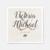 Romantische Ginkgo Initialen bruiloft servetten (Voorkant)