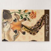 Romantische Giraffe Grappige puzzel aangepaste tek (Horizontaal)