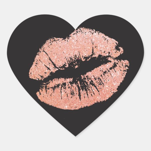 Romantische glitter lippenstift kussen hart sticker (Voorkant)