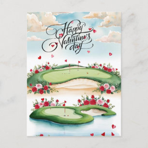 Romantische golfbaan met Rozen – Waterverf Briefkaart