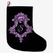 Romantische Gothic Roze Monogram Grote Kerstsok (Voorkant)