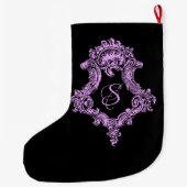 Romantische Gothic Roze Monogram Grote Kerstsok (Achterkant)