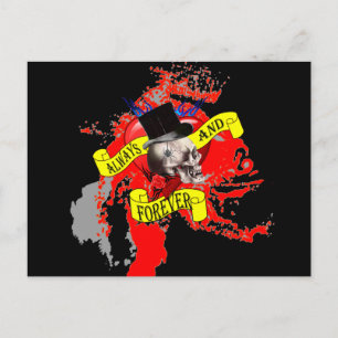 Romantische Gothische schedel Valentijns hart Feestdagenkaart