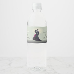 Romantische Gotische Liefhebbers Elegante Trouw Waterfles Etiket