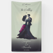 Romantische Gotische Lovers Elegant Bruiloft Welko Spandoek (Verticaal)