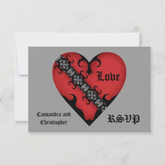 Romantische gotische middeleeuwse rode hart RSVP (Voorkant)