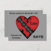 Romantische gotische middeleeuwse rode hart RSVP (Voorkant / Achterkant)