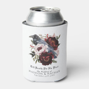 Romantische Gotische Waterverf Raven Floral Weddin Blikjeskoeler