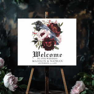 Romantische gotische waterverf raven huwelijksontv poster