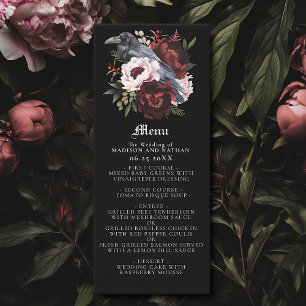 Romantische Gotische Waterverf Raven Wedding Menu