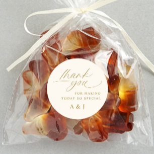 Romantische Goud en Ivoor Cream Bruiloft Dank u Ronde Sticker