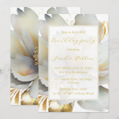 Romantische gouden bloem Verjaardag Uitnodiging (Voorkant / Achterkant)