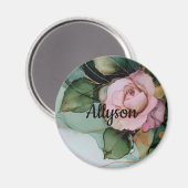 Romantische gouden blos roze roos bloemige bruids  magneet (Voorkant / Achterkant)