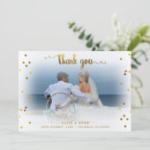 Romantische gouden Confetti Dank u trouwfoto Bedankkaart (Staand voorkant)