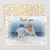 Romantische gouden Confetti Dank u trouwfoto Bedankkaart (Voorkant / Achterkant)
