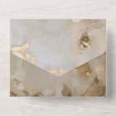 Romantische gouden crème witte rozen all in one uitnodiging (Achterkant)