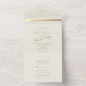 Romantische gouden folie bruiloft all in one uitnodiging (Binnen)