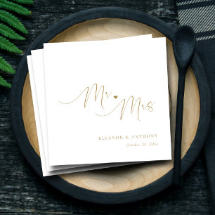 Romantische Gouden Hart Mr & Mrs Bruiloft Servet