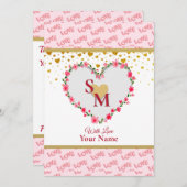 Romantische gouden harten houden van kalligrafie m (Voorkant / Achterkant)