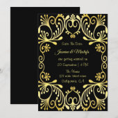 Romantische gouden islamitische huwelijksuitnodigi kaart (Voorkant / Achterkant)