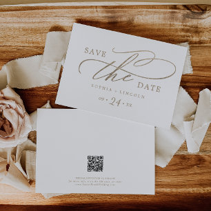 Romantische gouden kalligrafie QR-code horizontaal Save The Date