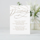 Romantische gouden kalligrafie richting behuizing informatiekaartje (Staand voorkant)