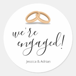 Romantische Gouden Ringen We Zijn Verliefd Ronde Sticker