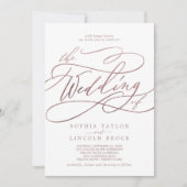 Romantische goudkalligrafie op het Roos in één kee Kaart (Voorkant)