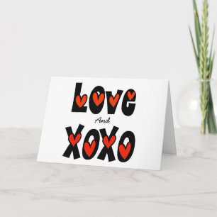 Romantische grafische kaart met liefde, kusjes en